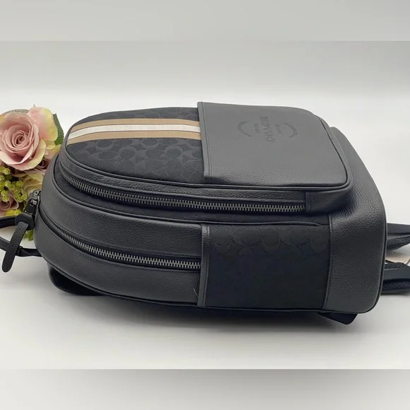 Coach Large  Backpack In Signature Jacquard With Varsity Stripe - Picture 8 of 14